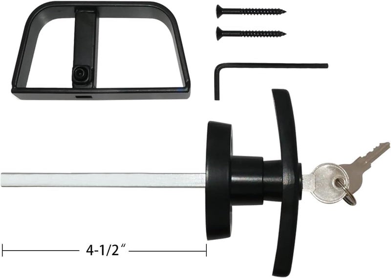 LePont T-Handle Lock Shed Door Latch Lock Kit with 2 Keys and 2 Screws, 4-1/2" Stem Barn Playhouse & Chicken Coop Door Lock - Image 3