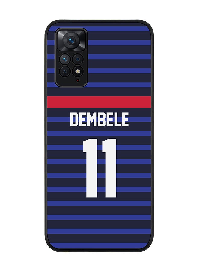 Stylizedd Rugged Black edge case for Redmi Note 11 4G/Redmi Note 11S Slim fit Soft Case Flexible Rubber Edges Anti Drop TPU Gel Thin Cover - Football Team - France Player Name - Dembele - Image 1