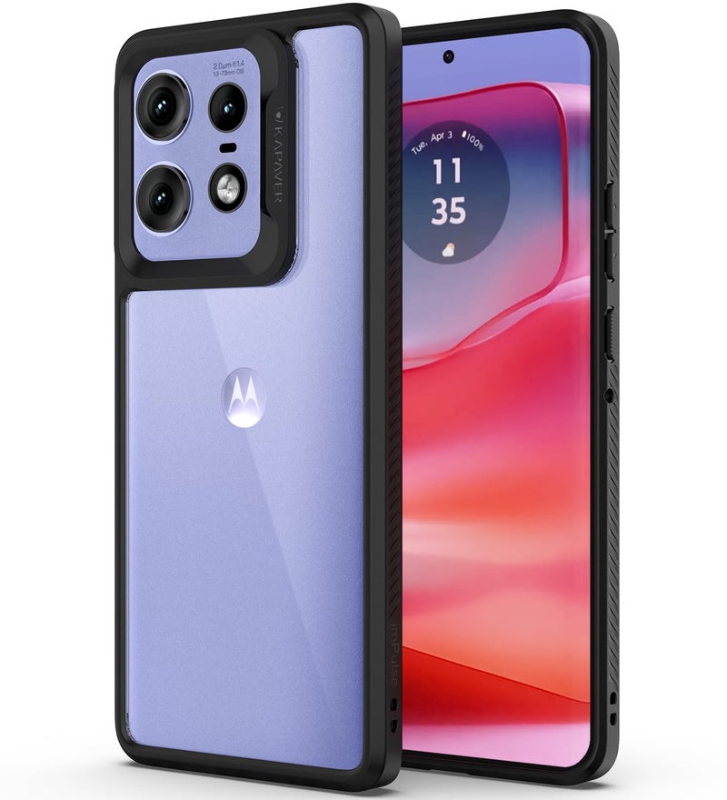 غطاء خلفي من سلسلة KAPAVER Impulse لهاتف Motorola Edge 50 Pro باللون الأسود