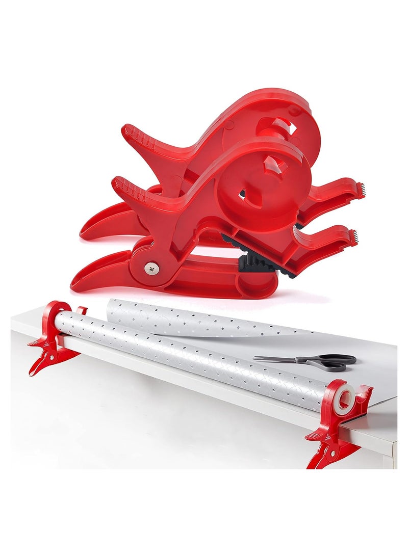 2-Pack Gift Wrap Cutter with Tape Dispensers, Tabletop Wrapping Tool for Any Size Roll, Includes Gift Wrap Table Clamps, Ideal for Wrapping Paper, Aluminum Foil, and Kraft Paper. - Image 1