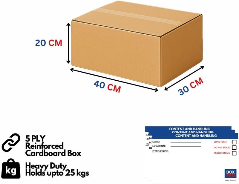 AL FAKHAMA BOXPRO 3 Pcs Reinforced Cardboard Boxes 40x30x20 cm 5-Ply Construction - Image 2