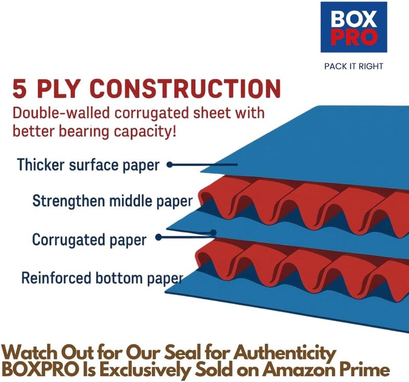 AL FAKHAMA BOXPRO 3 Pcs Reinforced Cardboard Boxes 40x30x20 cm 5-Ply Construction - Image 3