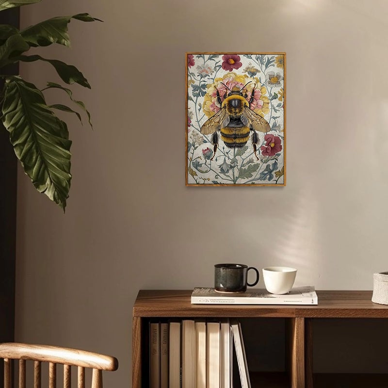 Djmwtb Framed Wall Art Vintage Wall Decor Bee Canvas Art Insect Pictures Floral Paintings Botanical Prints Nature Artwork for Bedroom Living Room - Image 3