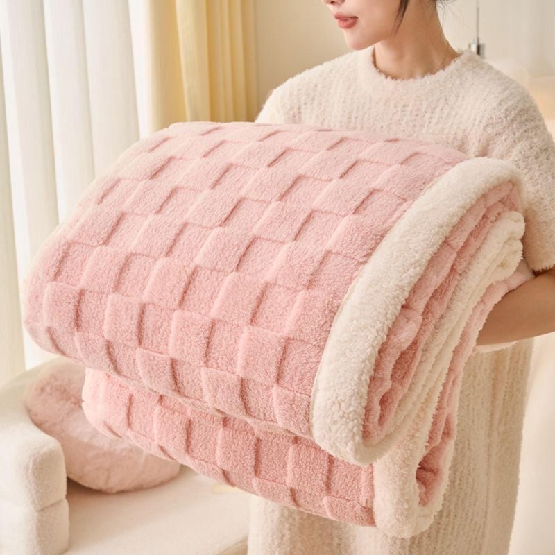Pink Sherpa Throw Blanket for Couch Flannel Cozy Soft Thick Blanket Warm Twin Blanket for Bed  Fleece Pink Home Decor Gifts for Women 60x80 Inches