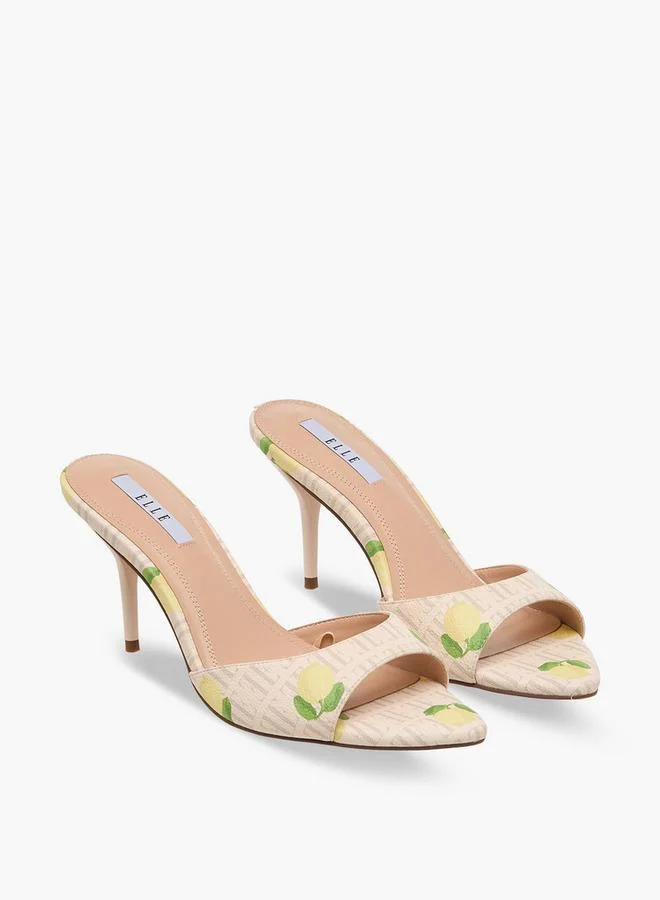 ايل Women Lemon Print Stiletto Heel Sandals