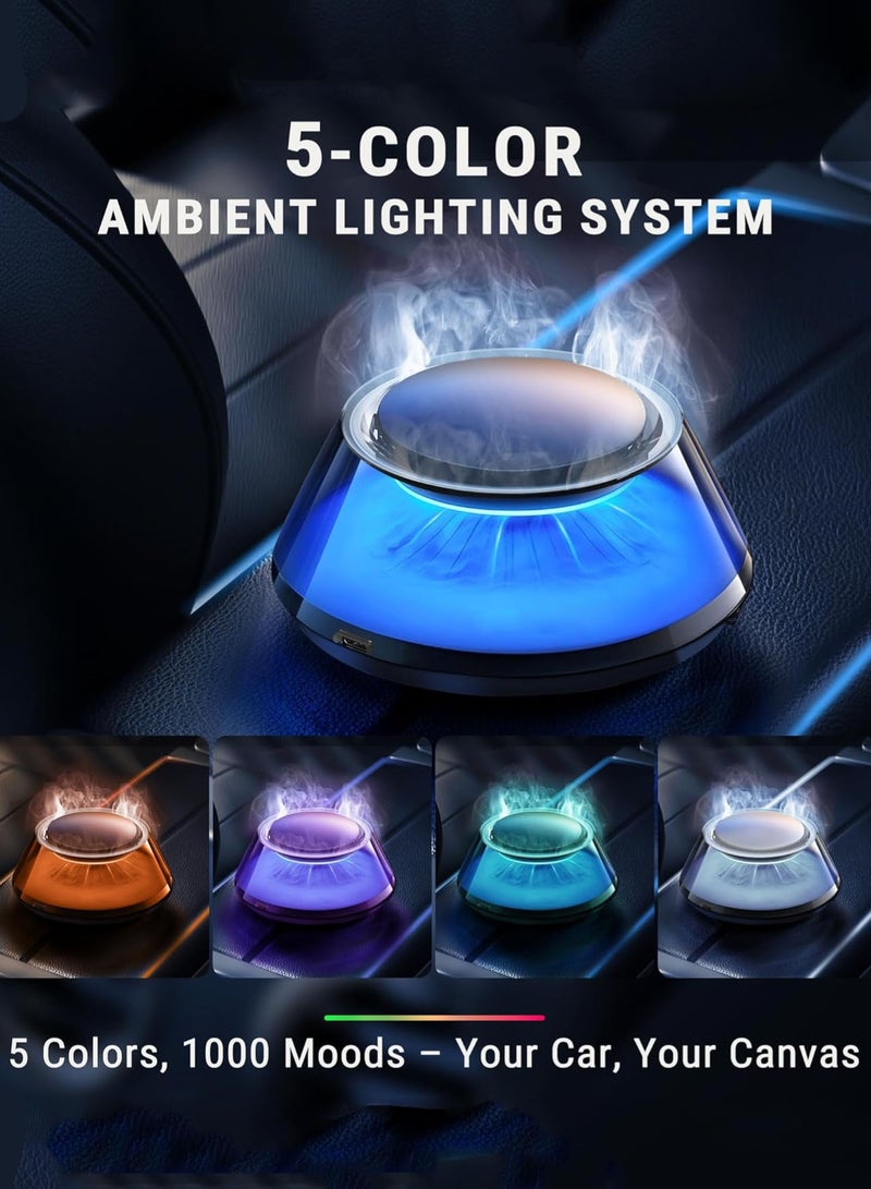Monda Smart Car Air Freshener Diffuser with 5 Ambient Light Modes, Auto On/Off Sensor, Adjustable Fragrance Intensity, Rechargeable Car Aroma Diffuser, Waterless Nano Mist Perfume Freshener for Car Interior - Image 4
