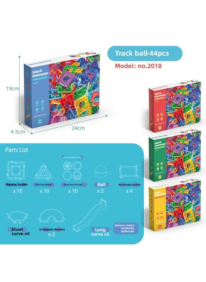 Color Window Magnetic Sheet Magnetic Building Blocks Variety Toys Children's Educational Slide Ball Track Splicing Toys-Color:Track Ball 110pcs  - Image 1