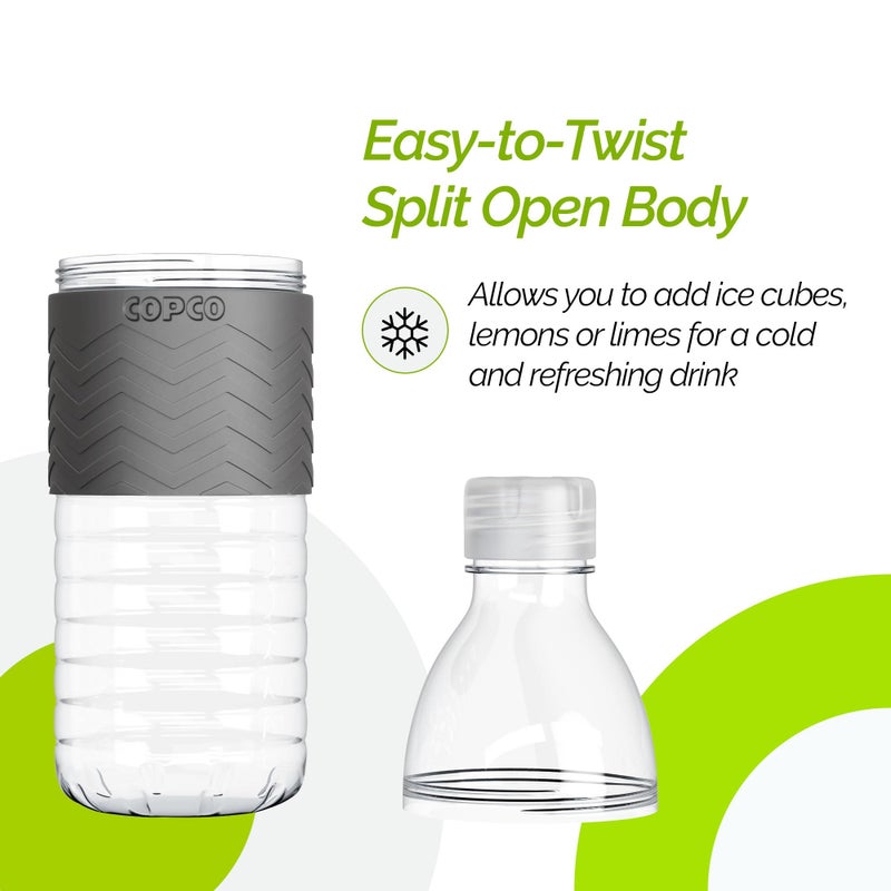 Copco Hydra Reusable Tritan Water Bottle with Spill Resistant Lid and Non-Slip Sleeve  16.9-Ounce  Chevron Gray - Image 2