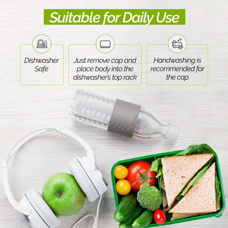 Copco Hydra Reusable Tritan Water Bottle with Spill Resistant Lid and Non-Slip Sleeve  16.9-Ounce  Chevron Gray - Image 4