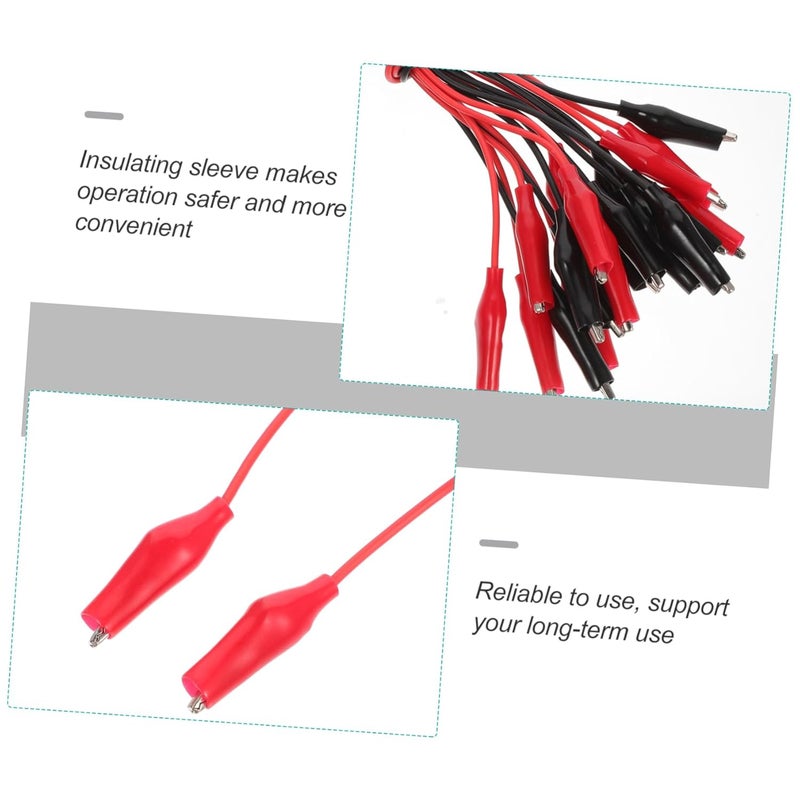 30 قطعة ملقط تمساح أسلاك اختبار حمراء وسوداء معزولة لاختبارات الكهرباء متعددة المقاييس ومشاريع DIY - Image 5