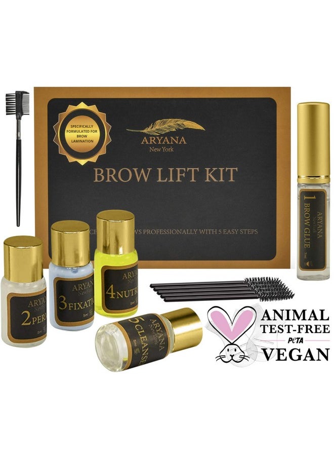 ARYANA NEW YORK طقم تصفيح الحواجب؛ تجعيد الحواجب بنفسك في المنزل؛ رفع احترافي فوري للحواجب للحصول على حواجب أكثر امتلاءً؛ فرشاة الحواجب والفرش الدقيقة المضافة  - Image 2