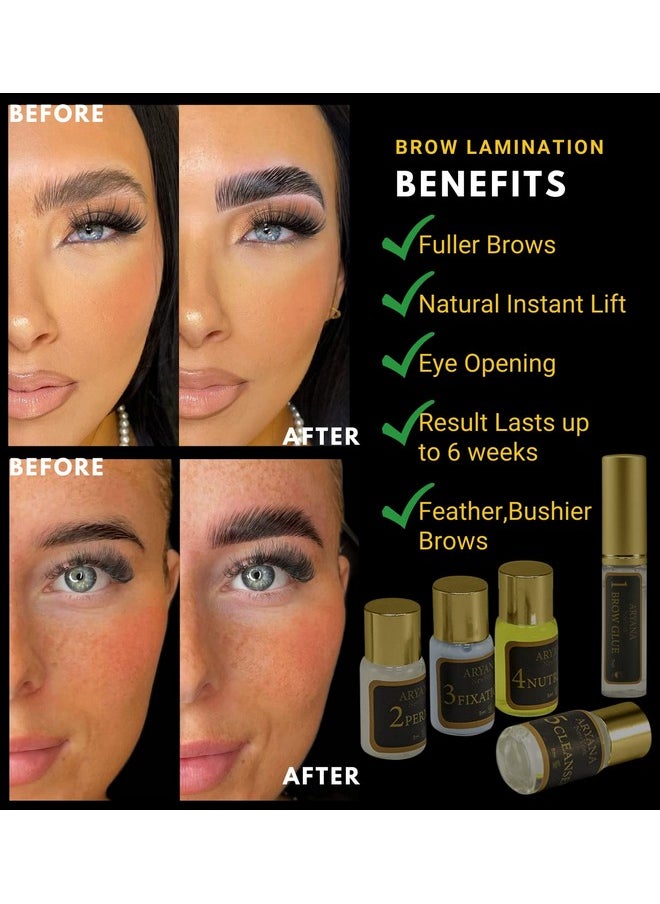 ARYANA NEW YORK طقم تصفيح الحواجب؛ تجعيد الحواجب بنفسك في المنزل؛ رفع احترافي فوري للحواجب للحصول على حواجب أكثر امتلاءً؛ فرشاة الحواجب والفرش الدقيقة المضافة  - Image 5