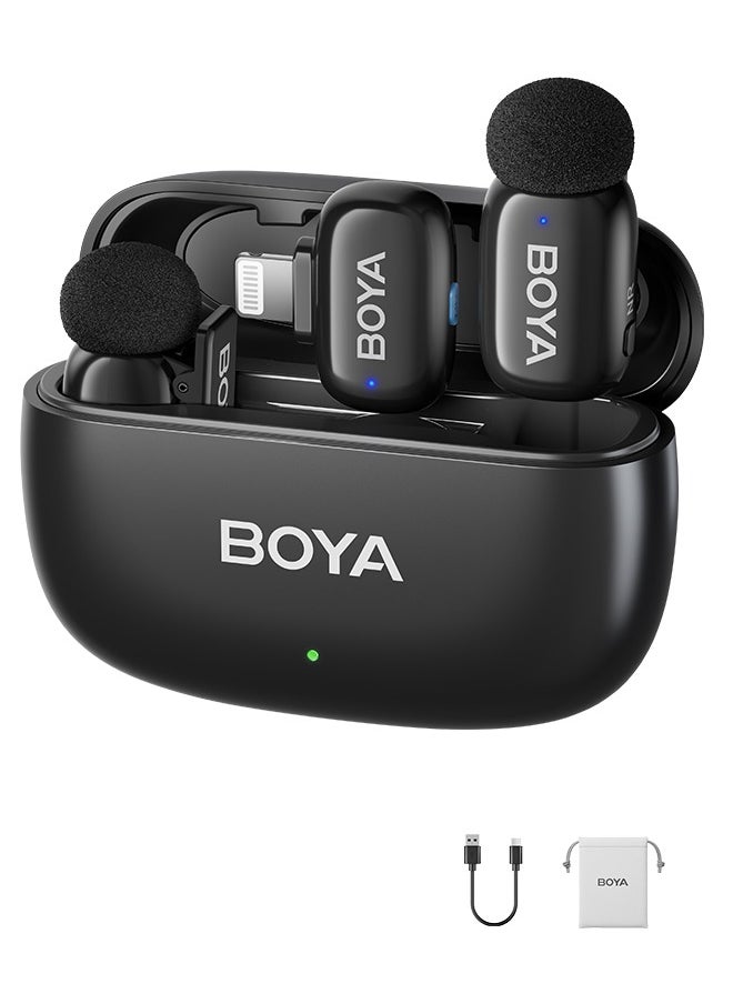 BOYA - BOYA mini-15 Wireless Lavalier Microphone Noise Cancellation Microphone For iPhone Android Smartphones Ultra mini microphone with AI Voice Change, Metal Clip on Mic for Vlogging TikTok YouTube Content Creators Live Streaming Interview Recording - Image 1