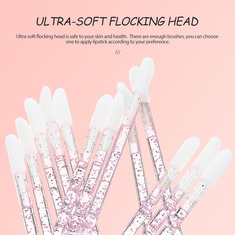 Disposable Lip Brush Sticks, 100pcs Crystal Pink Solid Handle, Portable Single-use Cosmetic Lipstick Applicators for Professional Makeup and Travel Use - Image 5