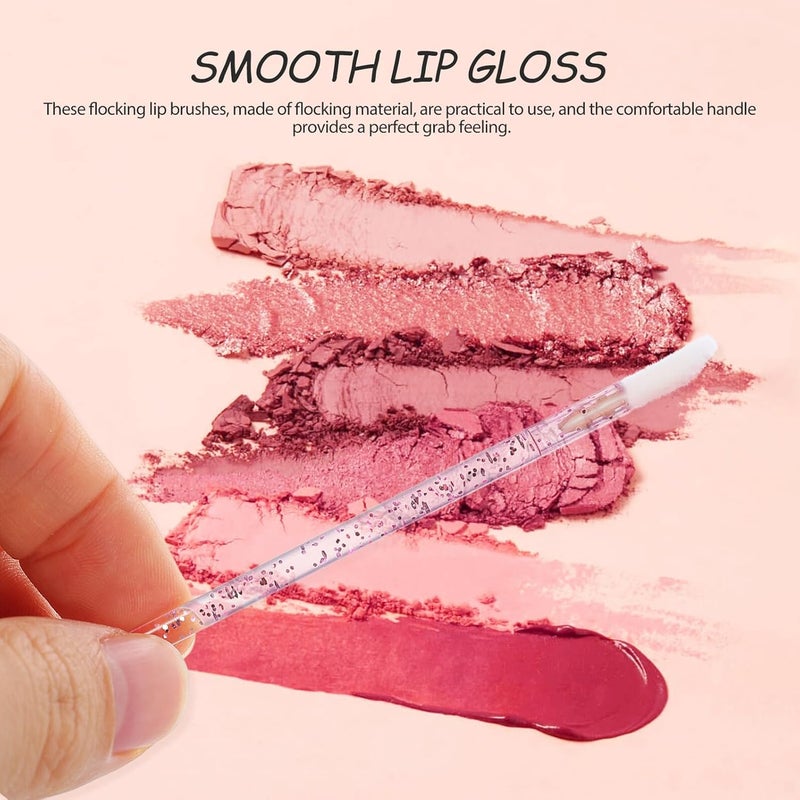 Disposable Lip Brush Sticks, 100pcs Crystal Pink Solid Handle, Portable Single-use Cosmetic Lipstick Applicators for Professional Makeup and Travel Use - Image 4