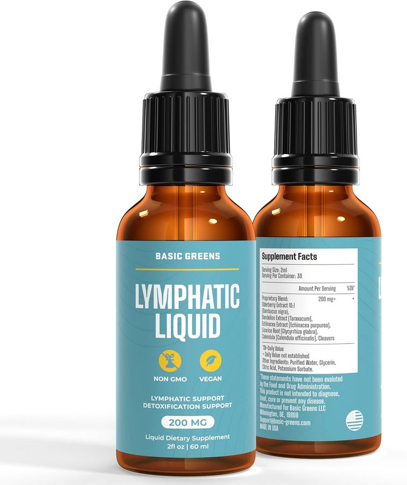 BASIC GREENS Lymphatic Support Liquid  Natural Immune Booster for Lymphatic Drainage Fluid Balance and Daily Cleanse Easy  Absorb Liquid Formula for Wellness Support 2 Fl Oz - Image 2