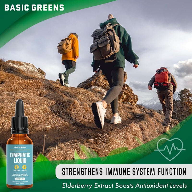 BASIC GREENS Lymphatic Support Liquid  Natural Immune Booster for Lymphatic Drainage Fluid Balance and Daily Cleanse Easy  Absorb Liquid Formula for Wellness Support 2 Fl Oz - Image 4