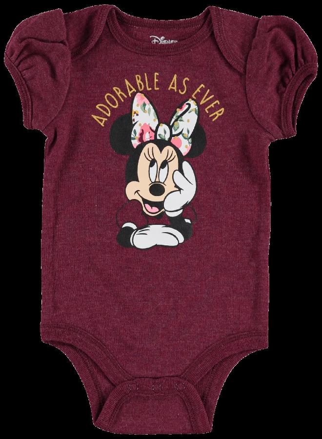Disney Disney Minnie Mouse Newborn Baby Girls Bodysuit Pants Bib and Hat 4 Piece Outfit Set Purple 3-6 Months - Image 4