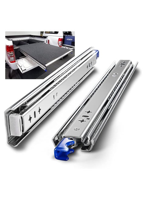 1 Pair Heavy Duty Drawer Runners with Lock 120KG Load Capacity Locking Drawer Slide Industrial Strong Full Extension Draw Runner Ball Bearing Shelf Guide Rail Side Mount for Siding Out Storage
