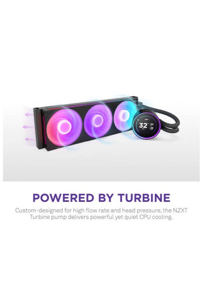 NZXT Kraken Elite 420 RGB, 420mm All-in-One Liquid CPU Cooler with 2.36" Customizable LCD Display, RGB Fans, and CAM Software Integration, Black | RL-KR42E-B2  - Image 2