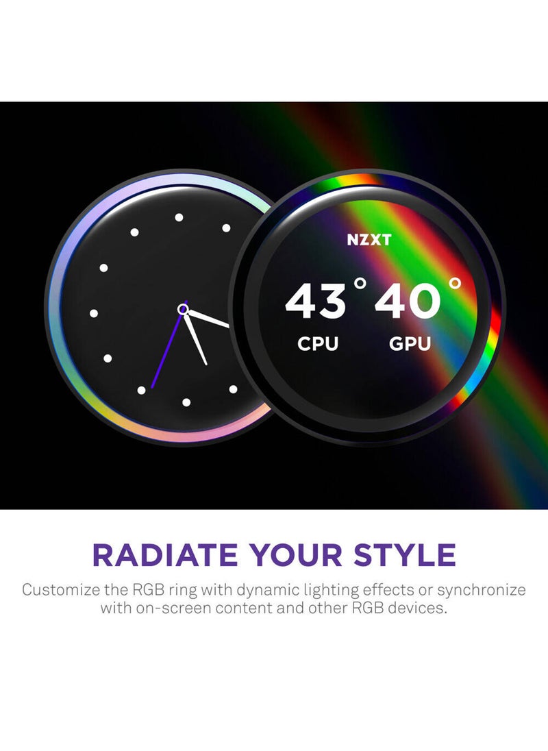 NZXT Kraken Elite 420 RGB, 420mm All-in-One Liquid CPU Cooler with 2.36" Customizable LCD Display, RGB Fans, and CAM Software Integration, Black | RL-KR42E-B2  - Image 3