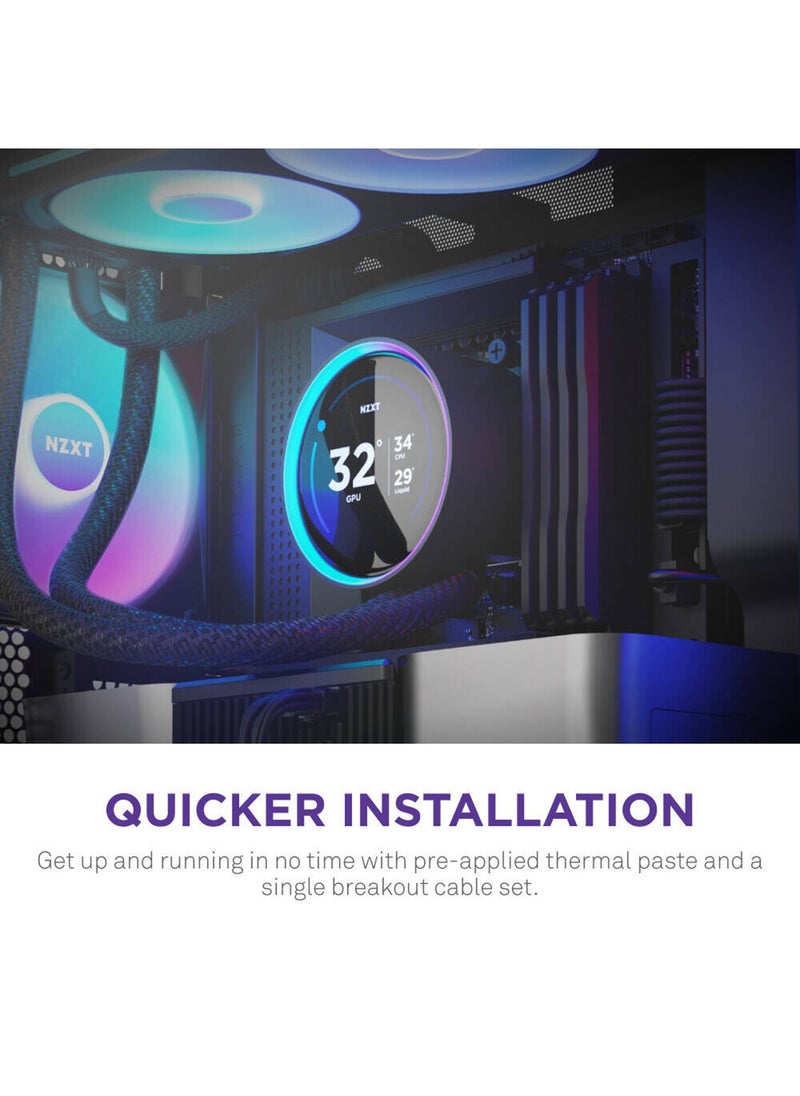Kraken Elite 420 RGB, 420mm All-in-One Liquid CPU Cooler with 2.36" Customizable LCD Display, RGB Fans, and CAM Software Integration, Black | RL-KR42E-B2