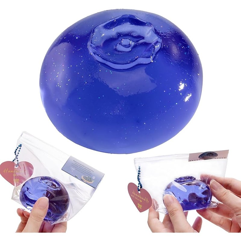 QITAI Clear Blueberry Handmade Silicone Squishy Toy Jumbo Mochi Stress Relief Fidget Squeeze Toy Safe Non-Toxic for Kids Adults Everyday Play Sensory Relaxation Gift - Image 1