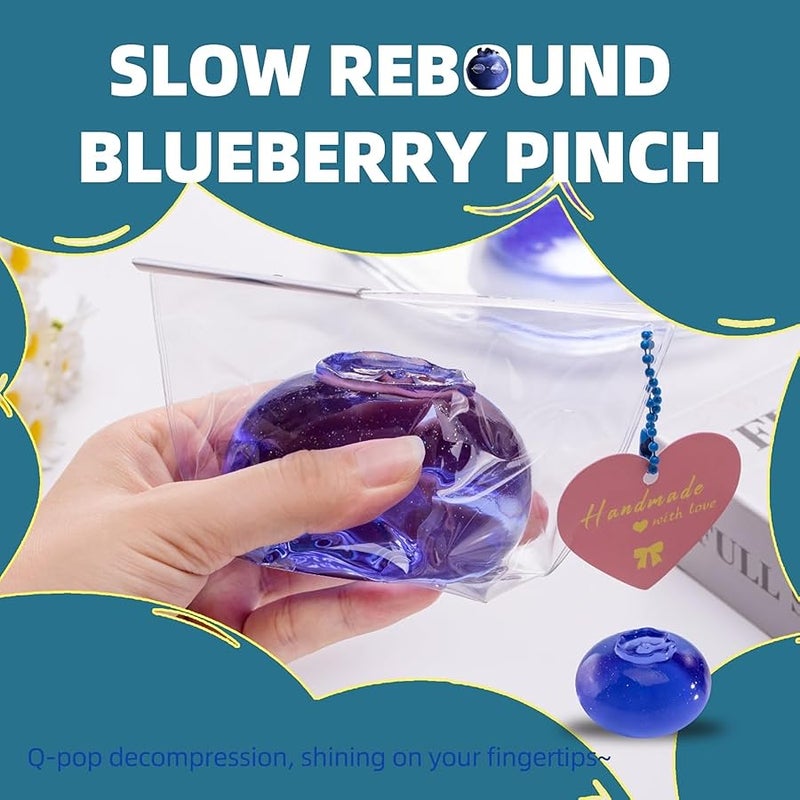 QITAI Clear Blueberry Handmade Silicone Squishy Toy Jumbo Mochi Stress Relief Fidget Squeeze Toy Safe Non-Toxic for Kids Adults Everyday Play Sensory Relaxation Gift - Image 5