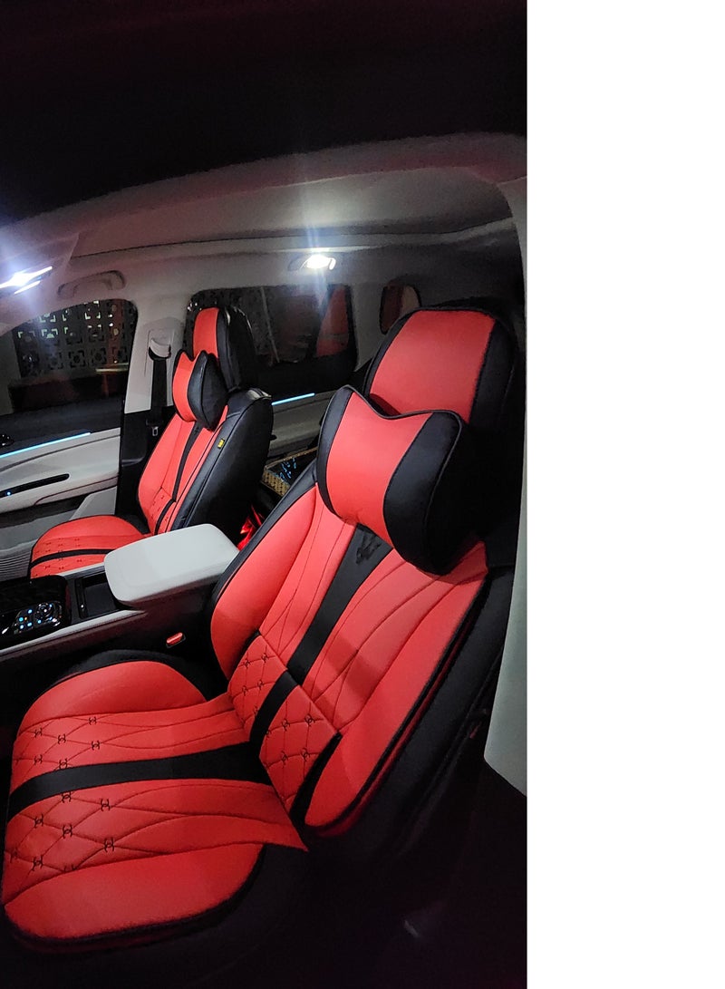 Car Seat Covers Red-Black Combination color Full Set - 11pcs - Image 1