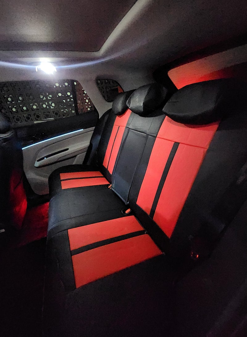 Car Seat Covers Red-Black Combination color Full Set - 11pcs - Image 2