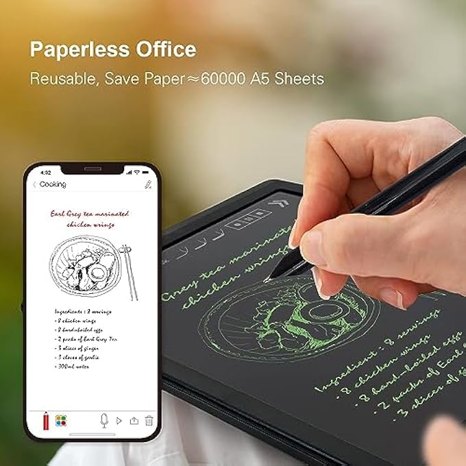 rayihni NOTEBOOK DIGITAL PEN SMART PEN WRITING SET INCLUDES SMARTPEN SMART A5 PU NOTEBOOK & REUSABLE WRITING TABLET & B5 PAPER BT WIRELESS CONNECTION COMPATIBLE WITH DPEN AND OPHAYA APP - Image 3