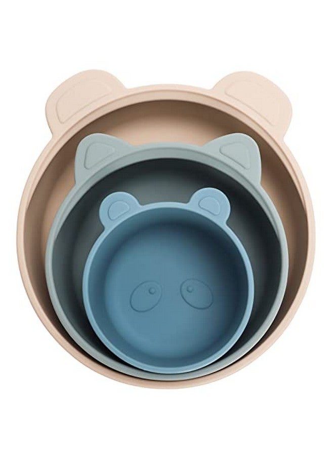 Ali+Oli Children'S (3Pc) Stackable Snack Bowl Set (Blue Horizon) Bpa Free Foodgrade Silicone Bowls For Infant & Toddler - Image 1