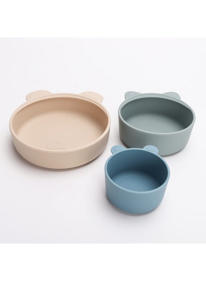 Ali+Oli Children'S (3Pc) Stackable Snack Bowl Set (Blue Horizon) Bpa Free Foodgrade Silicone Bowls For Infant & Toddler - Image 4