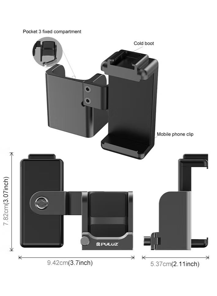 بولوز مناسبة ل DJI OSMO جيب 3 PULUZ حامل حماية تمديد حامل محول الهاتف كليب ( أسود ) - Image 3