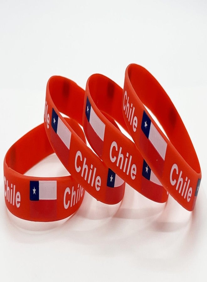 LLBFHH 4 Pcs Chile Chileans Country Flag Rubber Bracelets, National Flag Silicone Bracelet, Rubber Wristbands Patriotic Decorations Gift - Image 2
