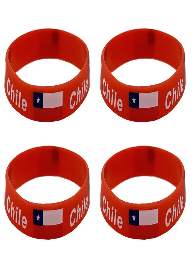 LLBFHH 4 Pcs Chile Chileans Country Flag Rubber Bracelets, National Flag Silicone Bracelet, Rubber Wristbands Patriotic Decorations Gift - Image 1
