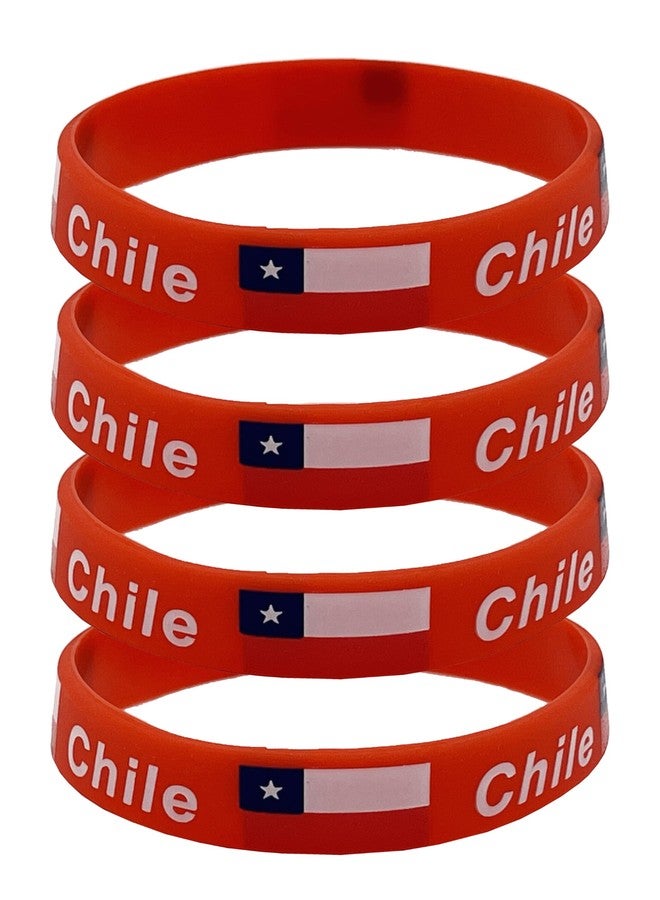 LLBFHH 4 Pcs Chile Chileans Country Flag Rubber Bracelets, National Flag Silicone Bracelet, Rubber Wristbands Patriotic Decorations Gift - Image 4