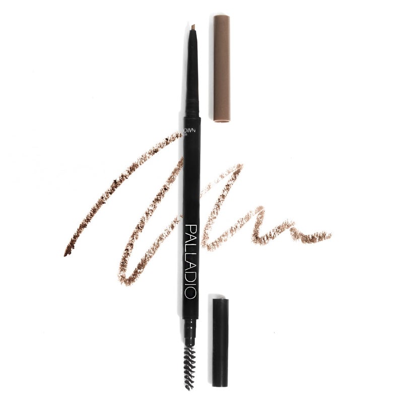 Palladio Beauty Brow Definer Pencil, Medium Brown, Ultra Precise Twist-Up Eye Brow Pencil with Long-Staying Power, Spooley Brush Blends Color for Natural Finish, No Eyebrow Pencil Sharpener Required - Image 1