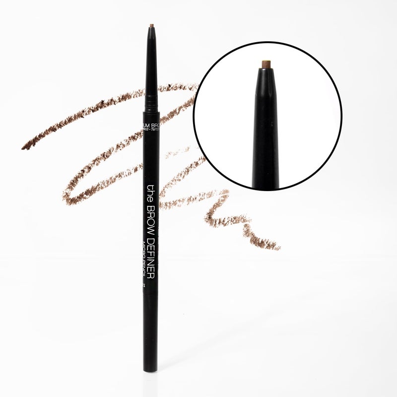Palladio Beauty Brow Definer Pencil, Medium Brown, Ultra Precise Twist-Up Eye Brow Pencil with Long-Staying Power, Spooley Brush Blends Color for Natural Finish, No Eyebrow Pencil Sharpener Required - Image 3
