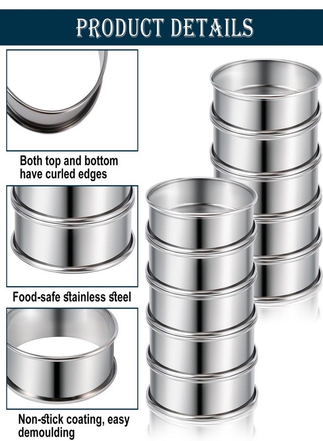 Enjamyo 20 Pack 3 Inch English Muffin Rings, Stainless Steel Double Rolled Tart Rings, Stainless Steel Crumpet Rings, Round Metal Cooking Pastry Ring for Kitchen Baking, Crumpets Baking - Image 4