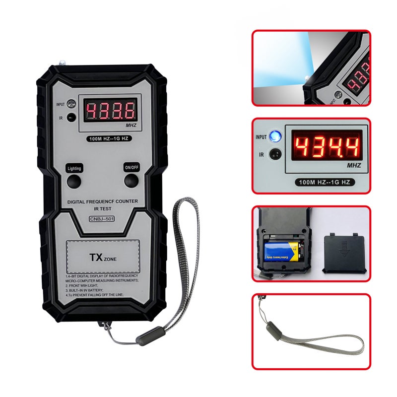 Wireless Remote Frequency Tester - Portable Black Device With LED Lighting, Infrared Induction Testing & Frequency Adjustment for Electronic Signal Testing in Low-Light Environments - Image 4