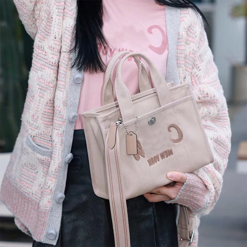 Bag Women'S Cargo Tote Tote Bag Large Capacity Canvas Bag Embroidered Hand Shoulder Crossbody Bag - Image 2