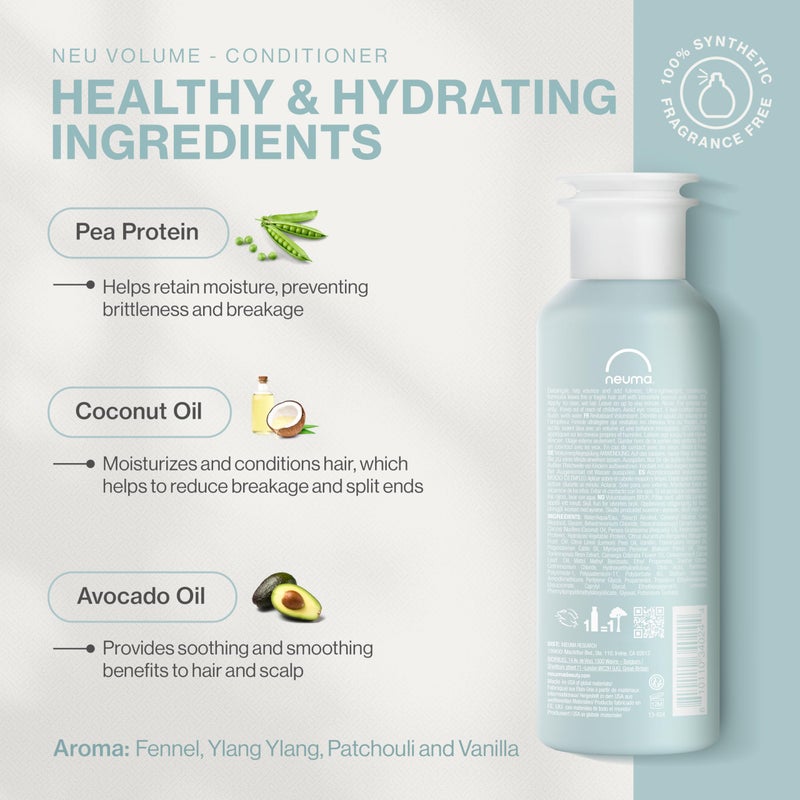 Neuma Neu Volume Conditioner 8.5 Fl. Oz. Fennel, Ylang Ylang, Patchouli, and Vanilla Scent, Moisturizing Conditioner Sulfate Free Paraben Free - Image 2
