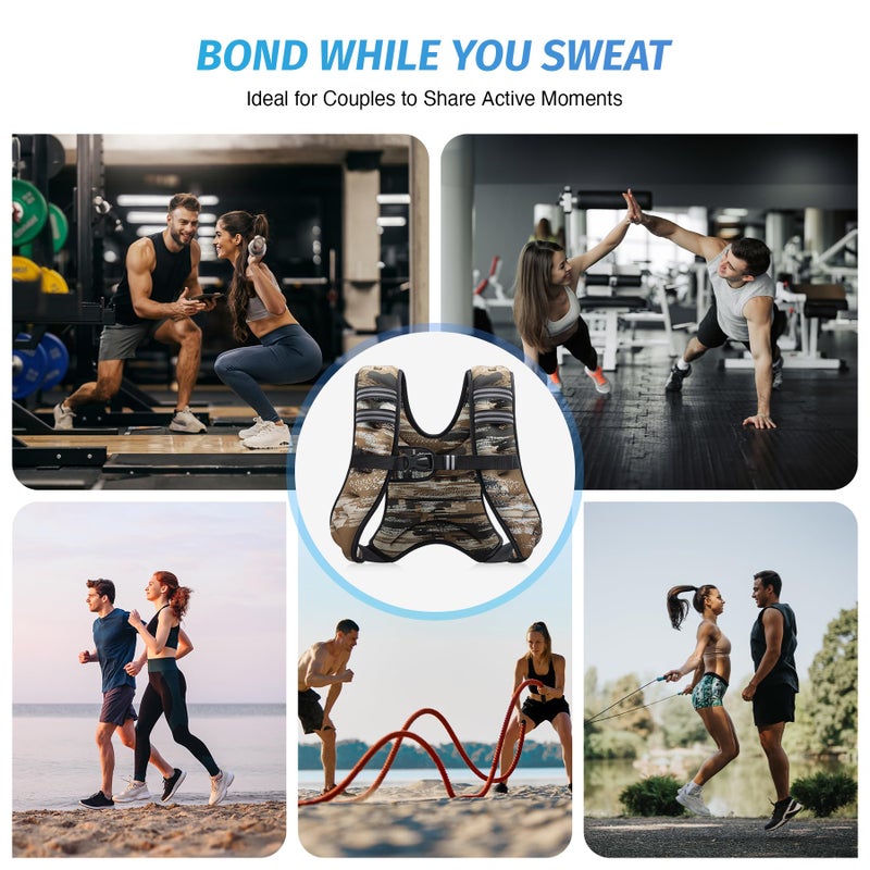 ZELUS Weighted Vest, 6lb/8lb/12lb/16lb/20lb/25lb/30lb Weight Vest for Men Women with Storage Pocket Reflective Strips for Strength Training Running Muscle Building, Brushstroke Sand Camo (8 lb) - Image 4