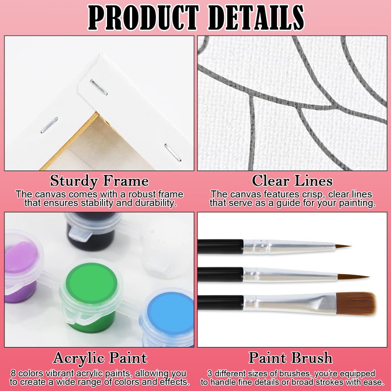 Nuberlic Date Night Painting Kit for Couples Sip and Paint Kit for Adults Couples Pre Drawn Canvas to Paint for Adults King Queen Couple Shoe Valentines Date Night Party 2 Pack 8" X 10" - Image 4