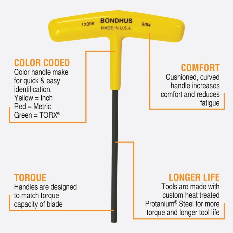 Bondhus مجموعة مفاتيح سداسية T-HANDLE من بوندوس 10 قطع - Image 2