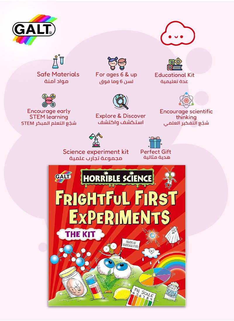 Galt Toys - Frightful First Experiments Science Kit | 20 Creepy-Cool STEM Activities & 40-Page Lab Notebook | Goggles + Test Tubes + Slime & More | Hands-On Learning Fun | 26 x 7.5 x 26.7 CM | Age 6 + - Image 1