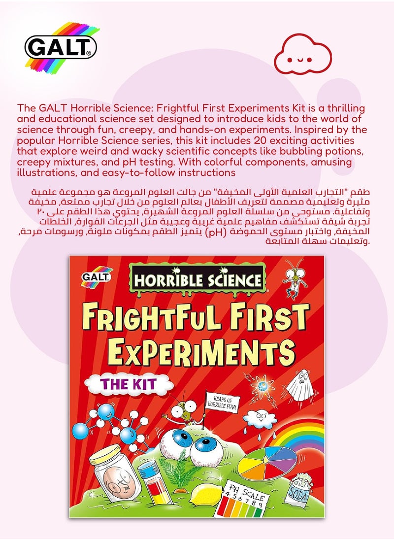 Galt Toys - Frightful First Experiments Science Kit | 20 Creepy-Cool STEM Activities & 40-Page Lab Notebook | Goggles + Test Tubes + Slime & More | Hands-On Learning Fun | 26 x 7.5 x 26.7 CM | Age 6 + - Image 1