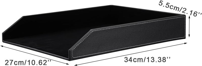 KINGFOM PU Leather Collection Letter Tray, Document Desk Organizer, Letter Size (1 tray-black) - Image 2