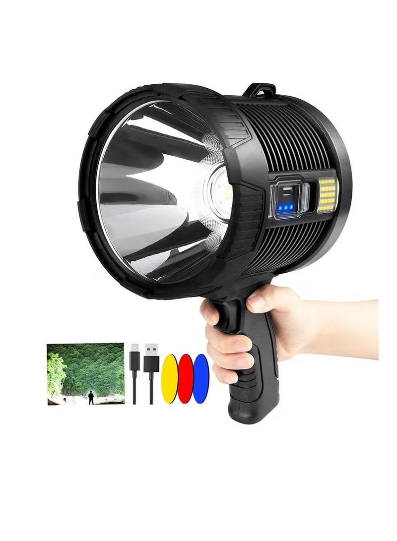 Spot Light, Durable Rechargeable Ultrabright Flashlight, Dual Charging High Intensity Flood Light, Lightweight And Portable Torch For Indoor Outdoor, (1pc, Black) - Image 1